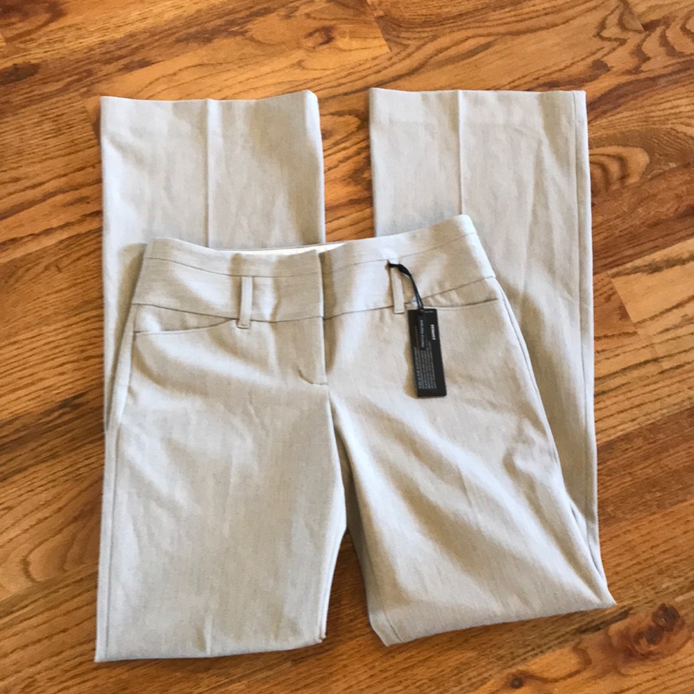Sz 00R Tan Express Low Rise Flare Editor Pants NWT